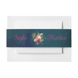 Aquamarine Hochzeit, Navy, Green, Gold Bold Floral Einladungsbanderole