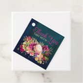 Aquamarine Hochzeit, Navy, Green, Gold Bold Floral Geschenkanhänger (Beispiel)