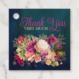 Aquamarine Hochzeit, Navy, Green, Gold Bold Floral Geschenkanhänger