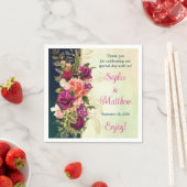 Aquamarine Hochzeit, Navy, Green, Gold Bold Floral Serviette (Beispiel)