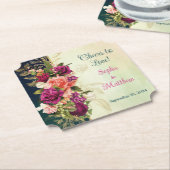 Aquamarine Hochzeit, Navy, Green, Gold Bold Floral Untersetzer (angewinkelt)