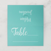 Aquamarine Hochzeit Platzkarte (Außenseite Aufgefaltet)