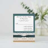 Aquamarine Hochzeit und Burlap RSVP Karte (Stehend Vorderseite)