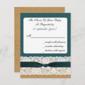 Aquamarine Hochzeit und Burlap RSVP Karte (Vorne/Hinten)