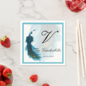 Aquamarine Hochzeit von Blue Peacock Plume Serviette (Beispiel)