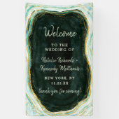 Aquamarine Hochzeit von Green & Gold Agate Banner (Vertikal)