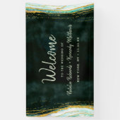 Aquamarine Hochzeit von Green & Gold Agate Banner (Vertikal)