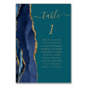 Aquamarine Hochzeit von Navy Blue Tischnummer (Rückseite)