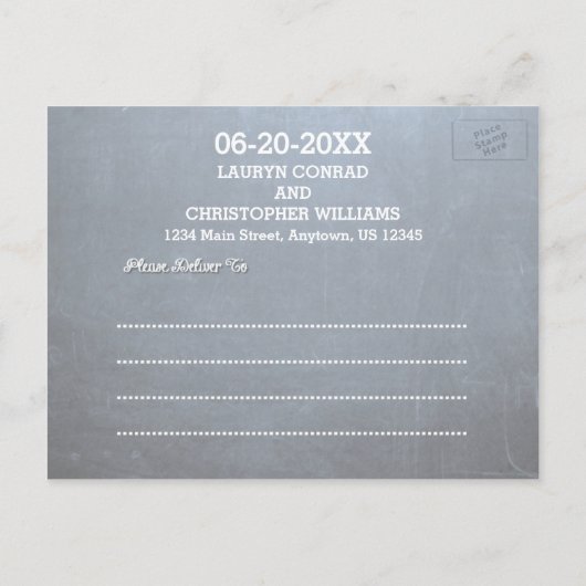 Aquamarine Hochzeiten auf der Tafel - Das Datum sp Ankündigungspostkarte (Rückseite)