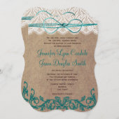Aquamarine Hochzeits-Einladungen rustikale Einladung (Vorne/Hinten)