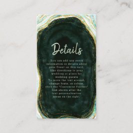 Aquamarine Hochzeitsdetails von Green & Gold Agate Begleitkarte