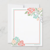 Aquamarine Hochzeitseinladung von Blumenkorallen (Rückseite)