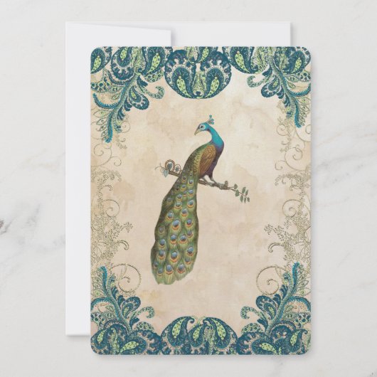 Aquamarine Hochzeitseinladungen für Gold und Limon Einladung (Rückseite)