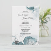 Aquamarine Hochzeitsempfang Einladung (Stehend Vorderseite)