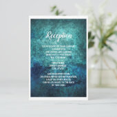 Aquamarine Hochzeitsempfehlung mit blauem Grunge Einladung (Stehend Vorderseite)