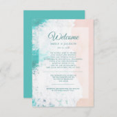 Aquamarine Hochzeitsfeier am weißen Strand Begleitkarte (Vorne/Hinten)