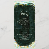 Aquamarine Hochzeitsfeier mit Green & Gold Agate Programm (Rückseite)