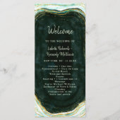Aquamarine Hochzeitsfeier mit Green & Gold Agate Programm (Vorderseite)