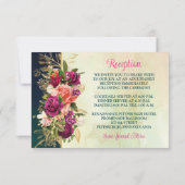 Aquamarine Hochzeitsfeier, Navy, Gold Bold Florals Einladung (Rückseite)