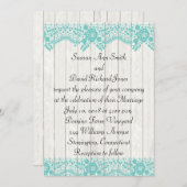 Aquamarine Hochzeitsfeier und Einladung aus Holz (Vorne/Hinten)