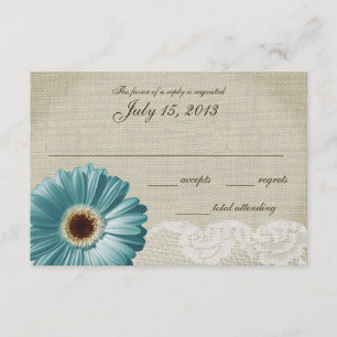 Aquamarine Hochzeitskarte RSVP Karte