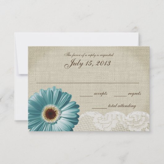 Aquamarine Hochzeitskarte RSVP Karte (Vorderseite)