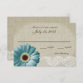Aquamarine Hochzeitskarte RSVP Karte (Vorne/Hinten)