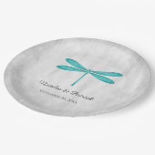 Aquamarine Hochzeitspapier-Teller Pappteller (Schrägansicht)
