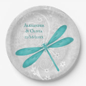Aquamarine Hochzeitsplatte Pappteller (Vorderseite)