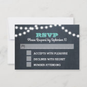 Aquamarine Hochzeitsrampe RSVP Karte (Vorderseite)