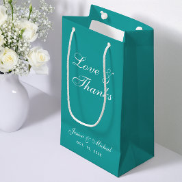 Aquamarine Hochzeitsskript-Liebe & Dank Simple Blu Kleine Geschenktüte