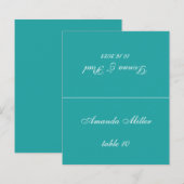 Aquamarine Hochzeitsskript-Platzkarte (Vorne/Hinten)