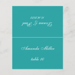 Aquamarine Hochzeitsskript-Platzkarte
