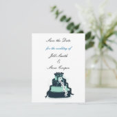Aquamarine Hochzeitstorte Save the Date (Stehend Vorderseite)