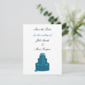 Aquamarine Hochzeitstorte Save the Date (Stehend Vorderseite)