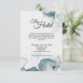 Aquamarine Hochzeitsunterkunft in Wasserfarben Begleitkarte (Stehend Vorderseite)