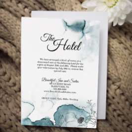 Aquamarine Hochzeitsunterkunft in Wasserfarben Begleitkarte