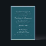Aquamarine Hochzeitswebsite für klassische Grenzsk Einladung<br><div class="desc">Formale klassische klassische,  klassische Skriptsprache Elegante Einladung zur Hochzeit mit schmalen Grenzen und Online-UAWG in Aquamariner mit weißem Text</div>