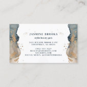 Aquamarine Holzkohle und goldene Farbe Visitenkarte (Rückseite)