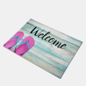 Aquamarine Holzwillkommene Fußmatte (Schrägansicht)