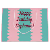 aquamarine, hübsche, anpassbare, blasenpink große geschenktüte (Vorderseite)