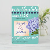 Aquamarine Hydrangea Save the Date Hochzeitskarte (Stehend Vorderseite)