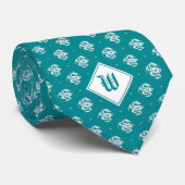 Aquamarine Iconic Dragon Monogram Krawatte (Gerollt)