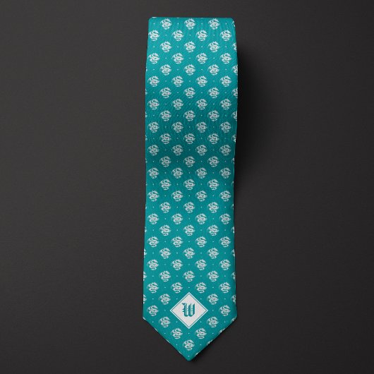 Aquamarine Iconic Dragon Monogram Krawatte
