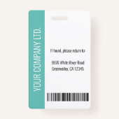 Aquamarine ID für personalisierte Unternehmensmita Ausweis (Rückseite)