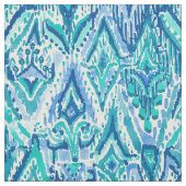Aquamarine Ikat Fransen-Stammes- Aquarell Stoff (Muster)