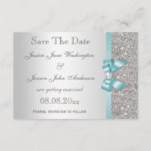 Aquamarine Imitate Bow & Diamonds Silver Save the Save The Date (Rückseite)