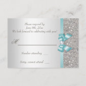 Aquamarine Imitate Bow Silver Diamonds UAWG RSVP Karte (Rückseite)