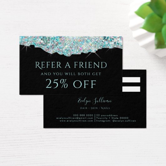 Aquamarine Imitate irisierende Glitzer-Referenzkar (Schreibtisch)