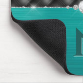 Aquamarine Imitate Metallhandschuh und Monogramm-M Mousepad (Ecke)